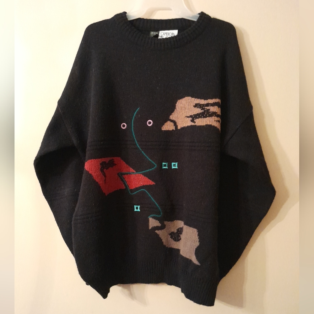 Vintage Cambio Italia Sweater Mens Size XLT Multicolor Geometric Pullover
